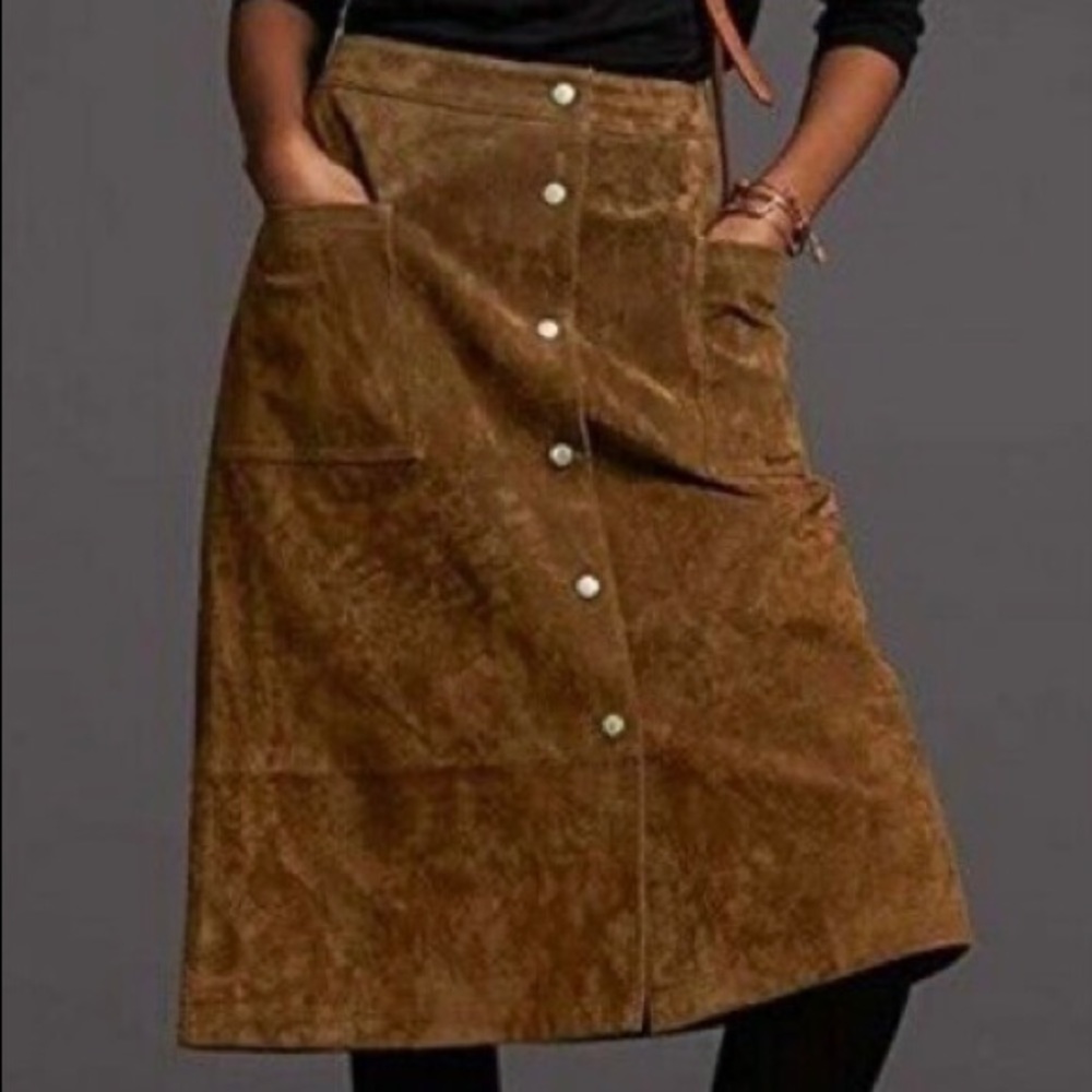 COPY - Brown leather midi skirt - Size 8